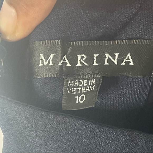 Marina floor length formal gown with embellished collar & flowy bottom Size 10 - Picture 15 of 16